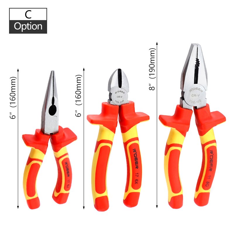 Insulated Screwdriver Set VDE 1000V Magnetic Screw Driver 6'' 8'' Wire Cutter CR-V Long Nose Pliers Electrician Repair Tools - Image 4