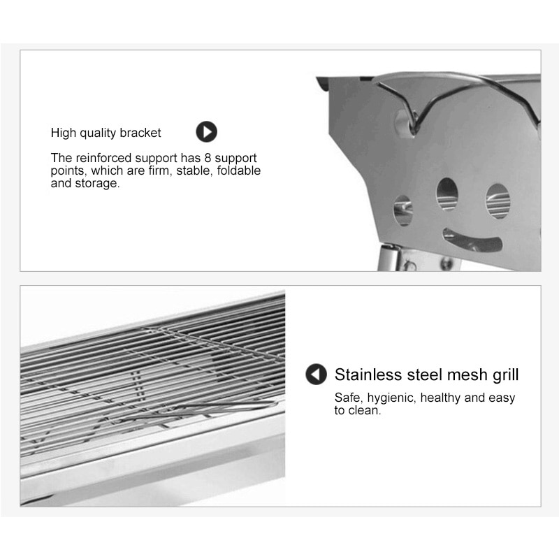 Outdoor Stainless Steel Charcoal Grill Barbecue Tool Portable Free Installation Handle Folding BBQ Cooking Grid Park - Image 5