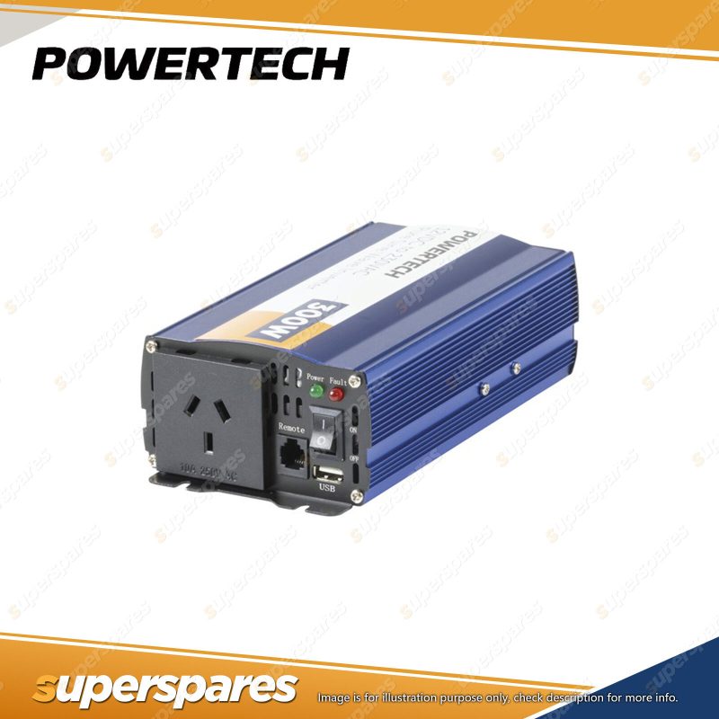 Powertech Pure Sine Wave Inverter – Electrically Isolated 300W 12VDC to 230VAC
